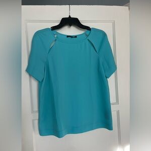 Tibi Aqua Short Sleeve Blouse